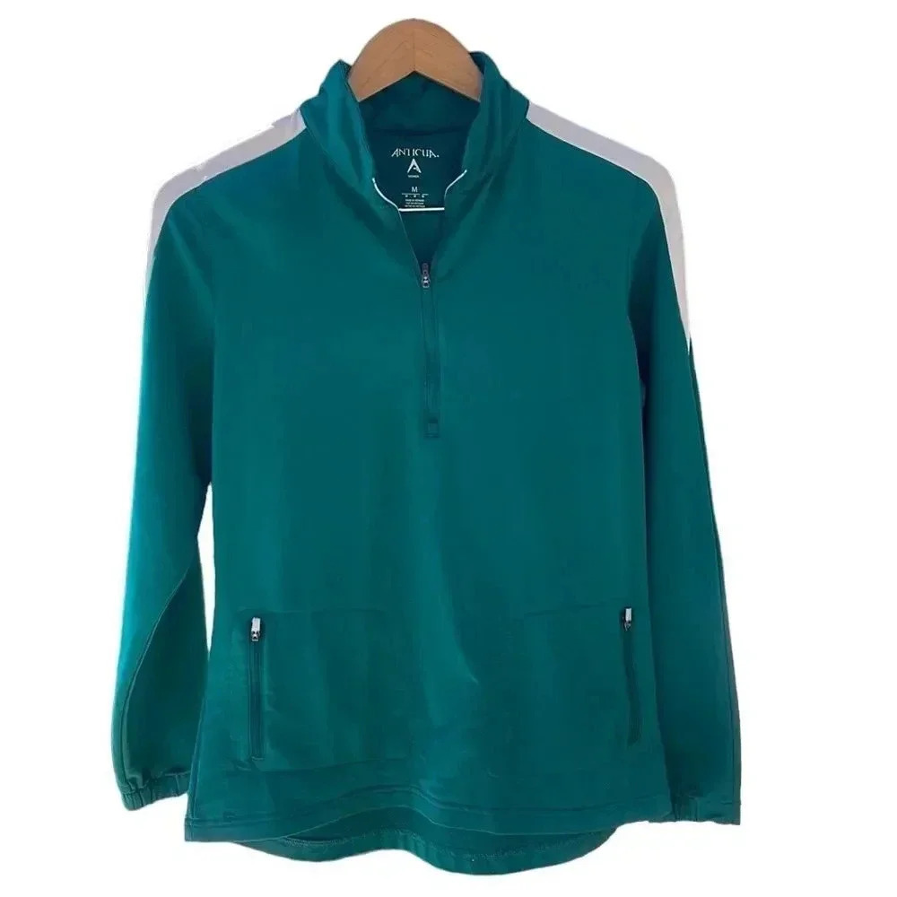 Antigua 1/4 Zip Athletic Golf Pullover Women’s Medium Teal Performance